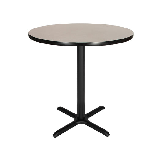 Hampden Furnishings Bennet Grey Nebula Round Contemporary/Modern Wood Counter Table, with Black Powder Coat Finish and Steel Pedestal Base 36-in L x 36-in H