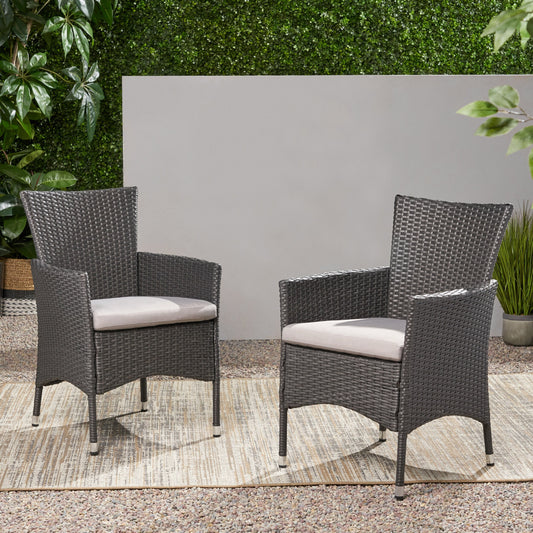 Moda Furnishings 2 -Piece Wicker Patio Conversation Set with Gray Cushions