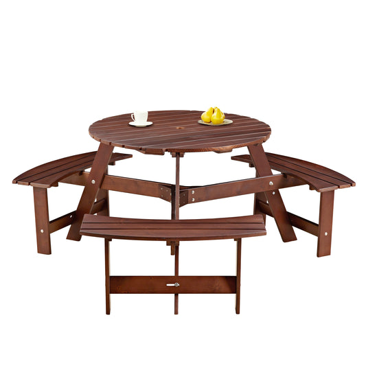 Bayfeve 35.5-in Brown wood Round Picnic Table