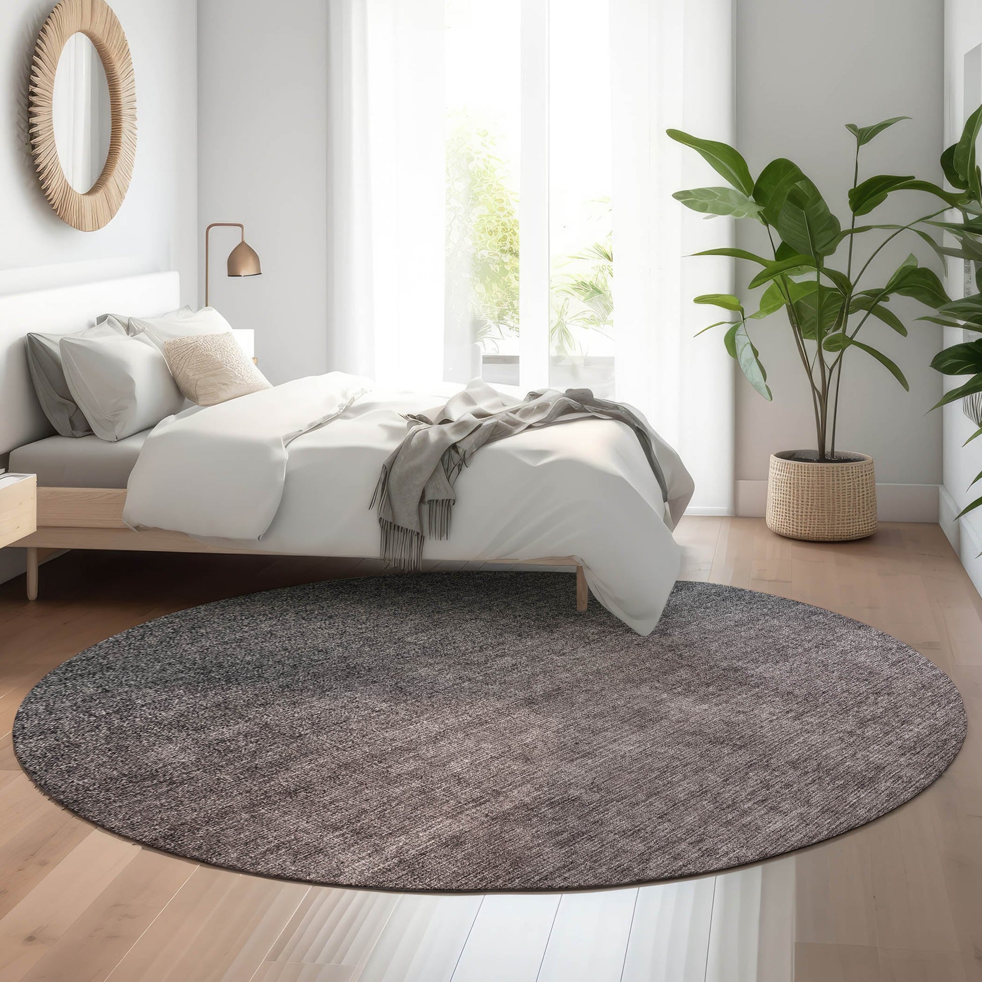 Addison Rugs Mayfield AMF587GY 8 x 8 (ft) Loomed Gray Round Indoor Geometric Machine washable Pet Friendly Area rug