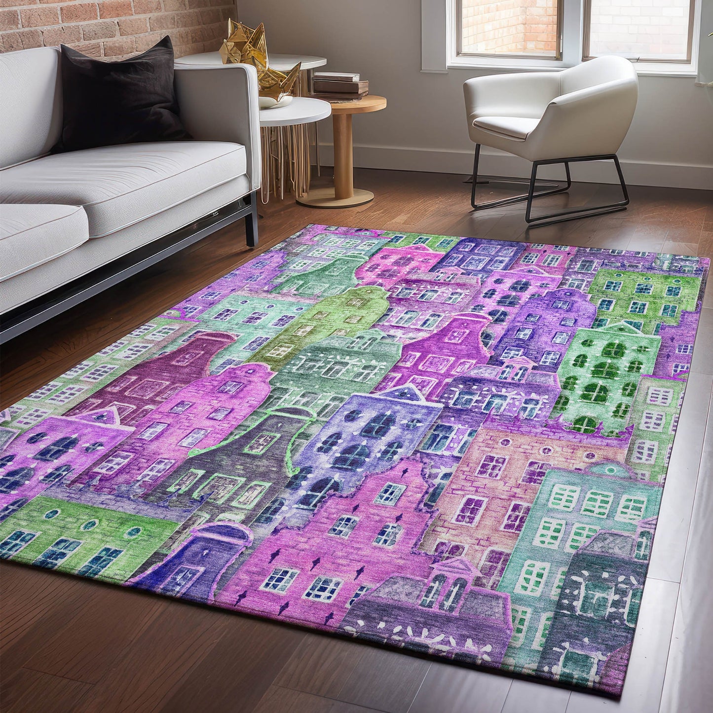Addison Rugs Mayfield AMF600PP 8 x 10 (ft) Loomed Purple Rectangular Indoor Geometric Machine washable Pet Friendly Area rug