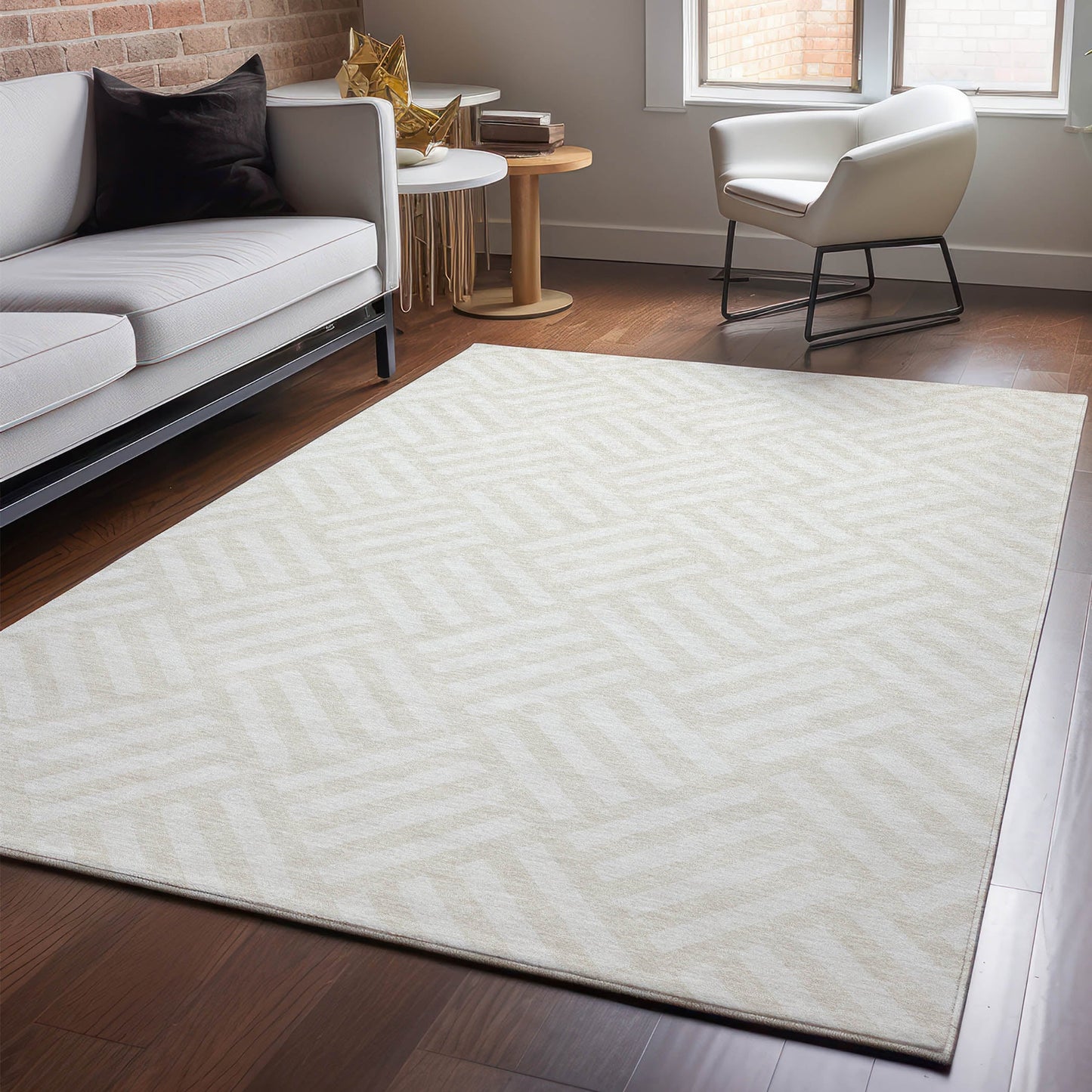 Addison Rugs Mayfield AMF620IV 8 x 10 (ft) Loomed Ivory Rectangular Indoor Geometric Machine washable Pet Friendly Area rug