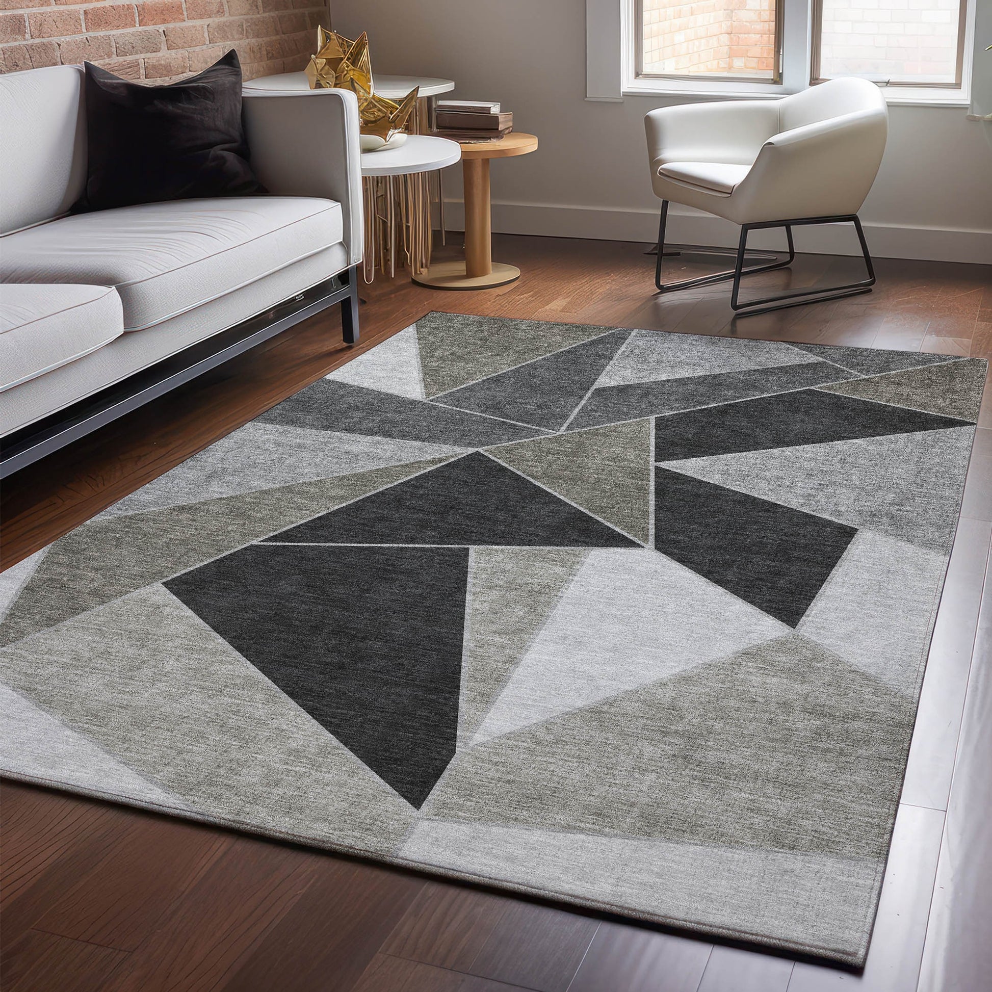 Addison Rugs Mayfield AMF636CF 8 x 10 (ft) Loomed Coffee Rectangular Indoor Geometric Machine washable Pet Friendly Area rug