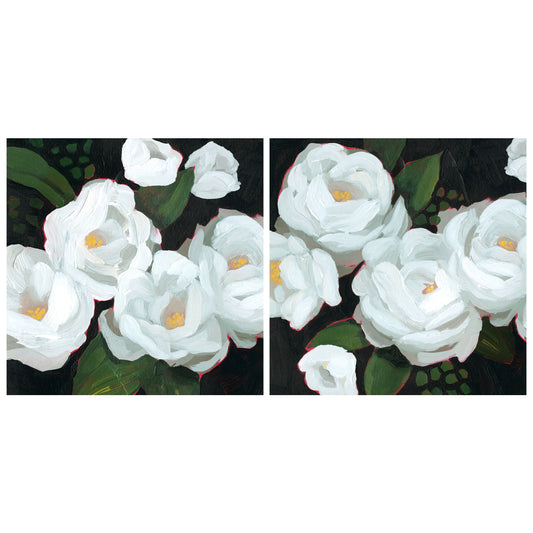Empire Art Direct White Blossom Serenity I II Unframed 38-in H x 76-in W Modern Glass Print
