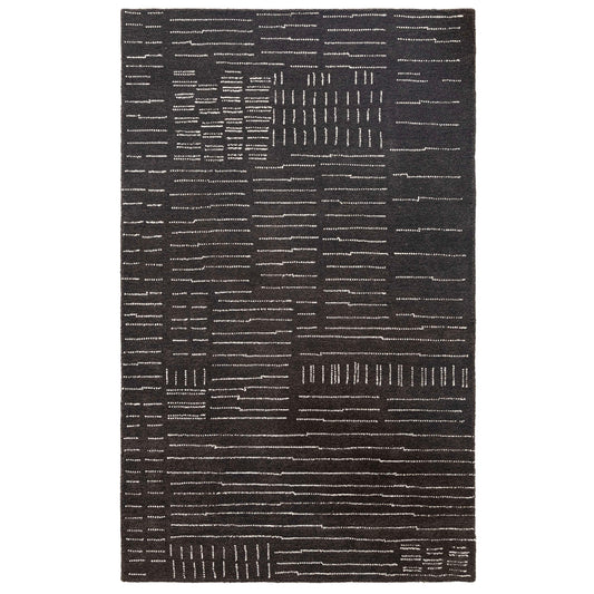 Obeetee Nomad 5 x 8 (ft) Tufted Wool Charcoal Rectangular Indoor Geometric Pet Friendly Area rug
