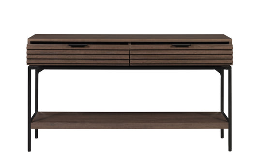  55-in W x 30-in H Brown Composite Rectangular Modern End Table with Storage Assembly Required