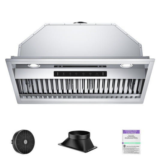 VIKIO 42 inch Ductless 800-CFM Recirculating Stainless steel Insert Under Cabinet Range Hood with Charcoal Filter