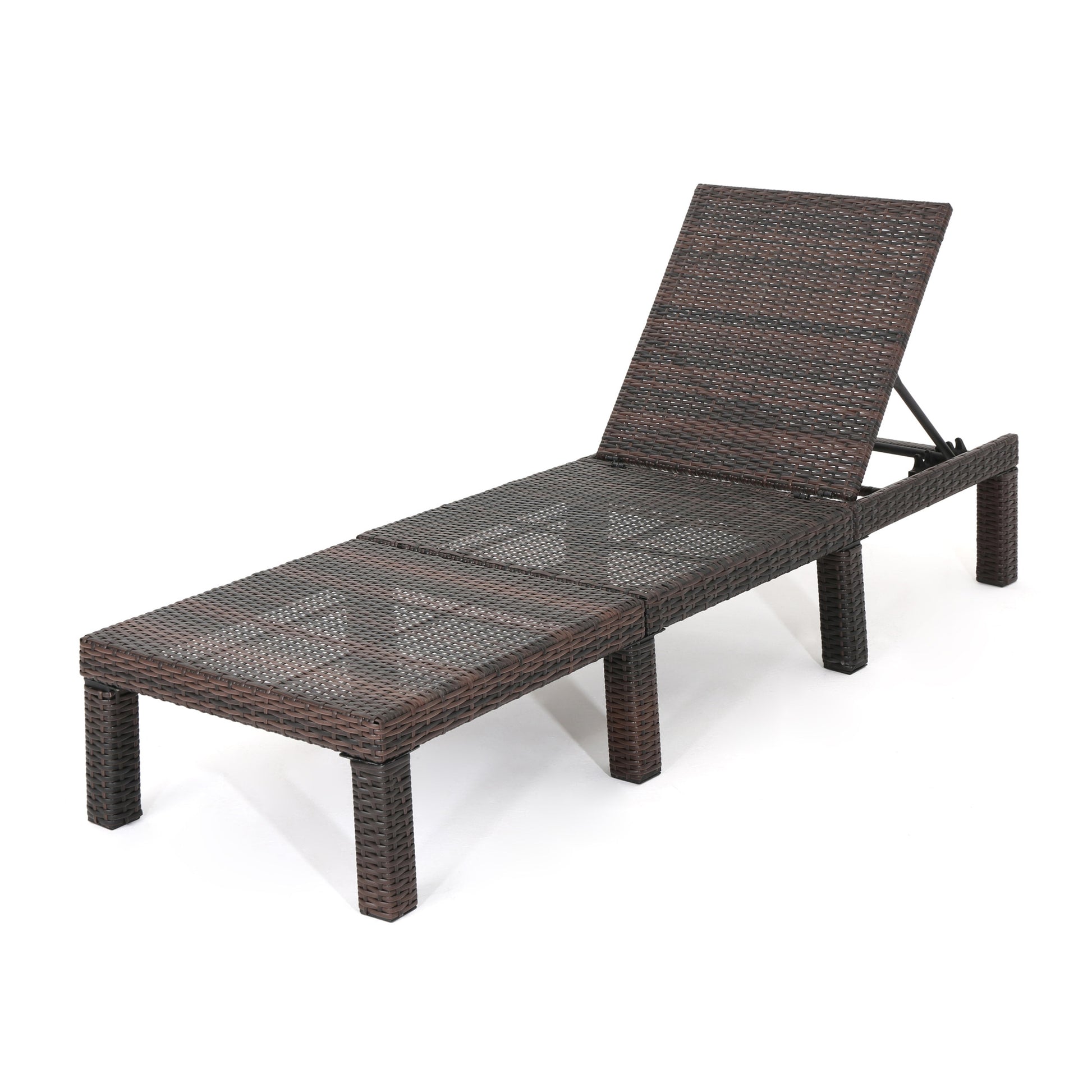 AHIOU HOME Arcadia Wicker Brown Iron Frame Stationary Chaise Lounge Chair with Mesh Seat