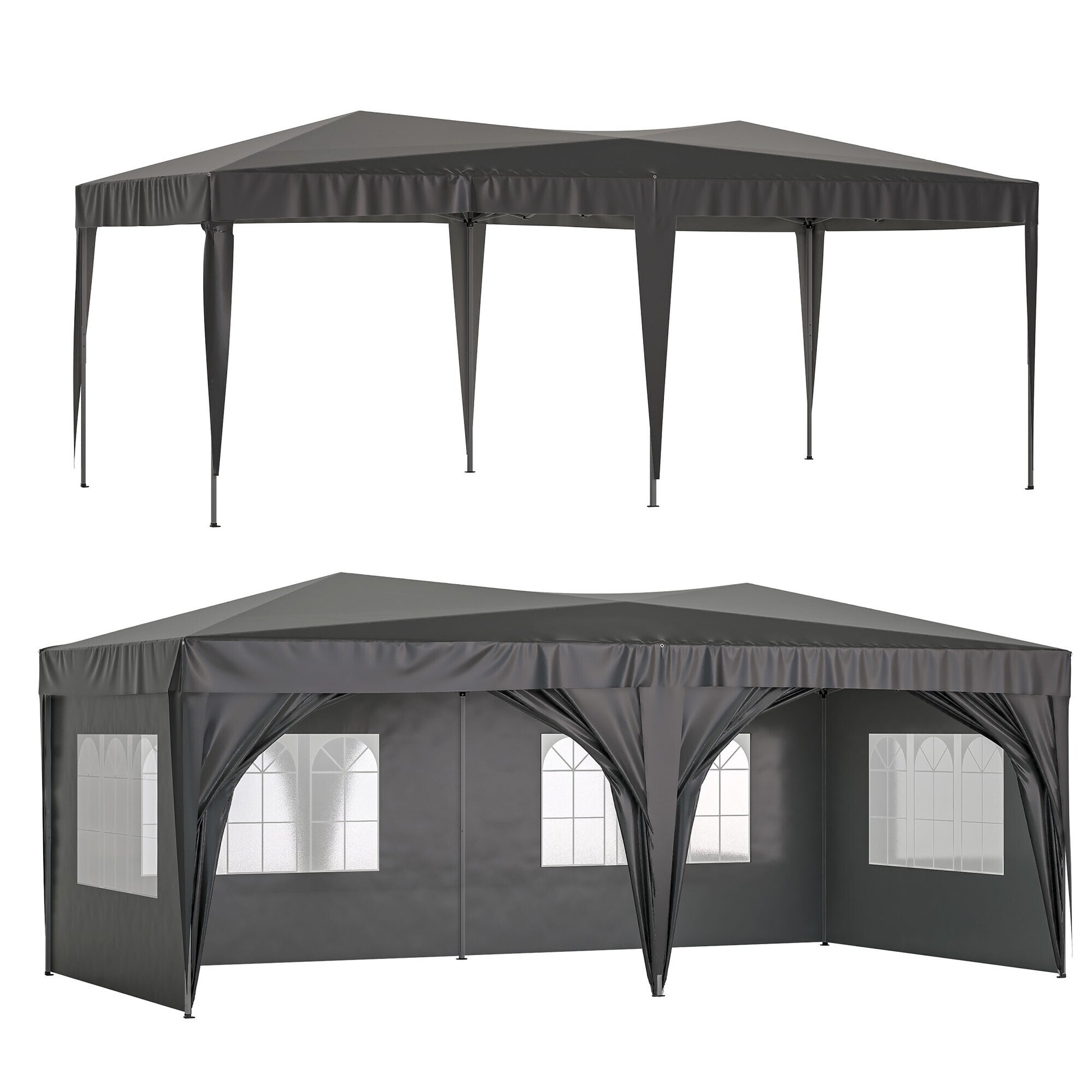 Miki Shinly 20-ft x 10-ft Rectangle Black Pop-up canopy