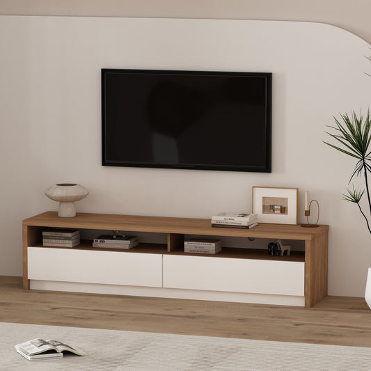 Manhattan Comfort Modern/Contemporary Maple and Off White TV stand ( Accommodates TVs up to 55-in )