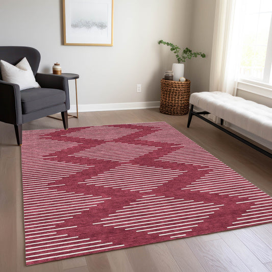 Addison Rugs Chantille ACN1016GA 10 x 14 (ft) Garnet Rectangular Indoor/Outdoor Geometric Machine washable Pet Friendly Area rug
