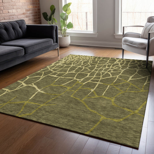 Addison Rugs Chantille ACN1049OL 9 x 12 (ft) Olive Rectangular Indoor/Outdoor Geometric Machine washable Pet Friendly Area rug