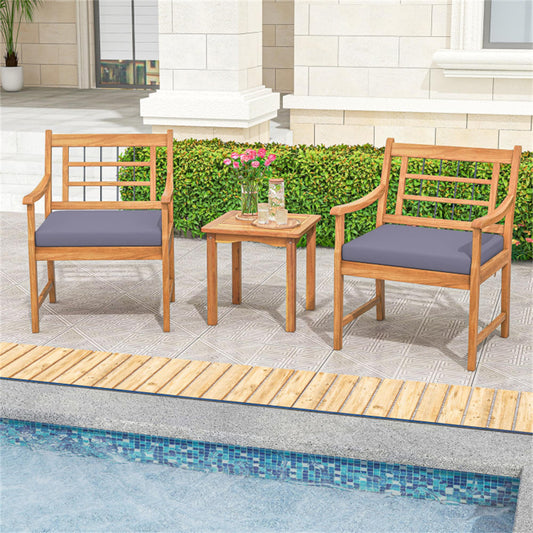 BABOOM Outdoor Furniture Set 3 -Piece Patio Conversation Set with Gray Non-Woven Fabric Cushions