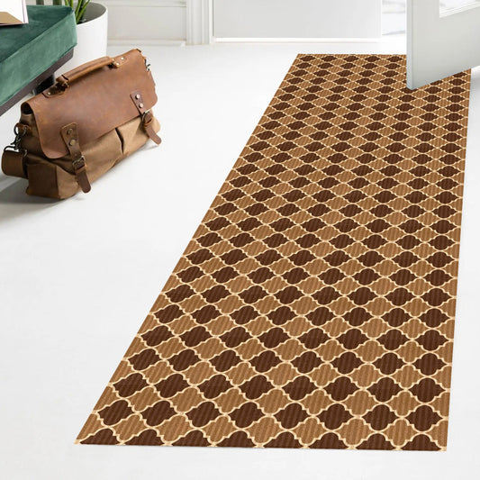 Playa Rug 3 x 37 (ft) Knotted Trellis-Beige Rectangular Indoor/Outdoor Trellis Pet Friendly Runner rug