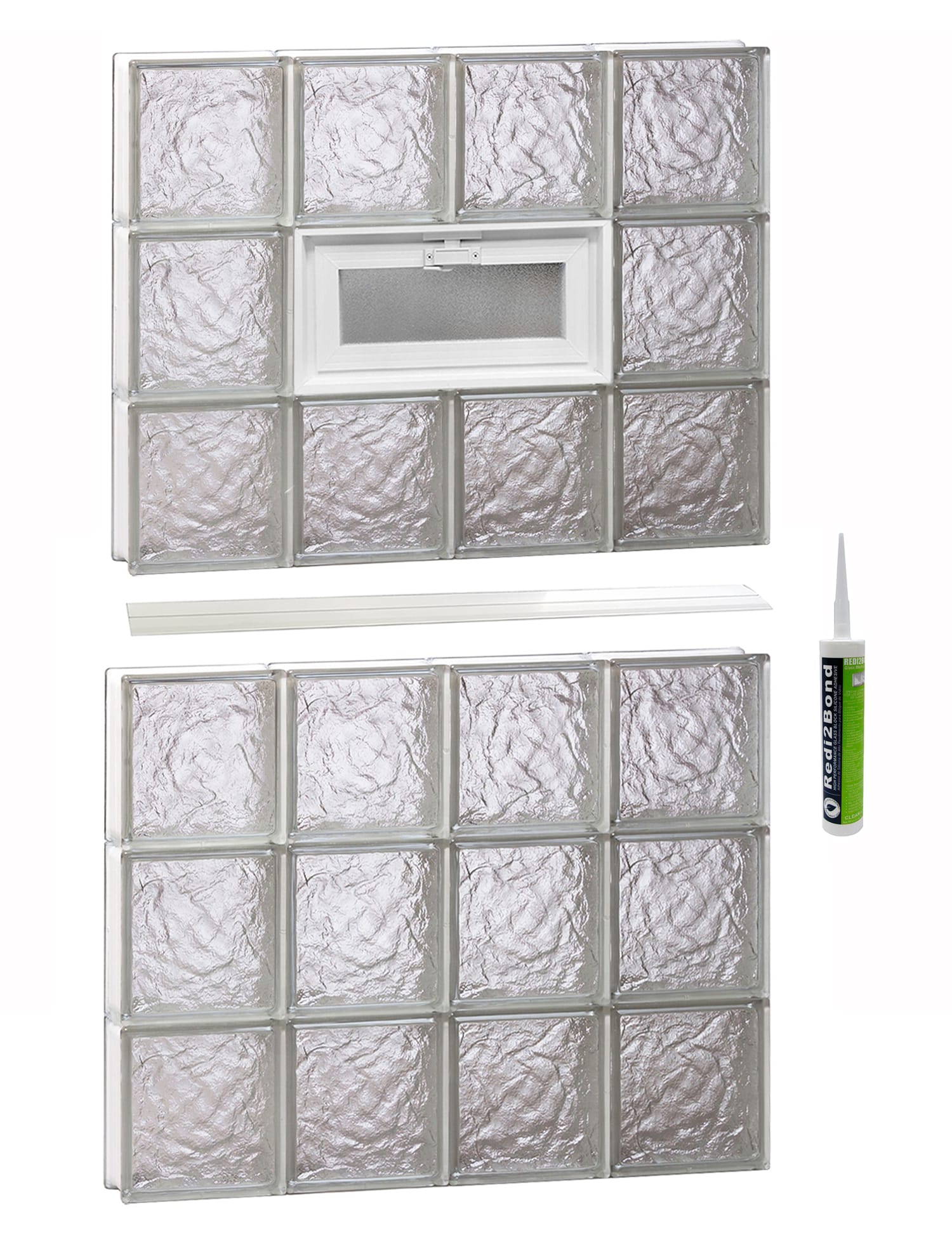 REDI2SET Ice Glass 31-in x 46-1/2-in Frameless Replacement Vented Glass Block Window
