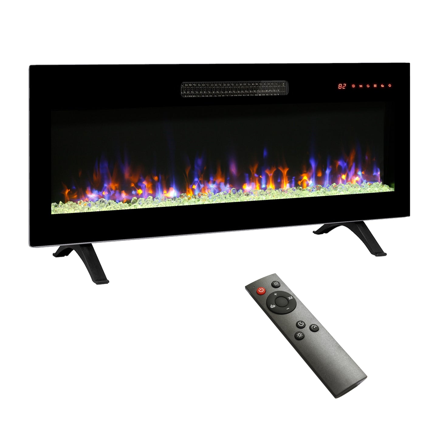 EdenDirect 42-in W Black Wall mount LED Flat wall Electric Fireplace with Remote Control Included