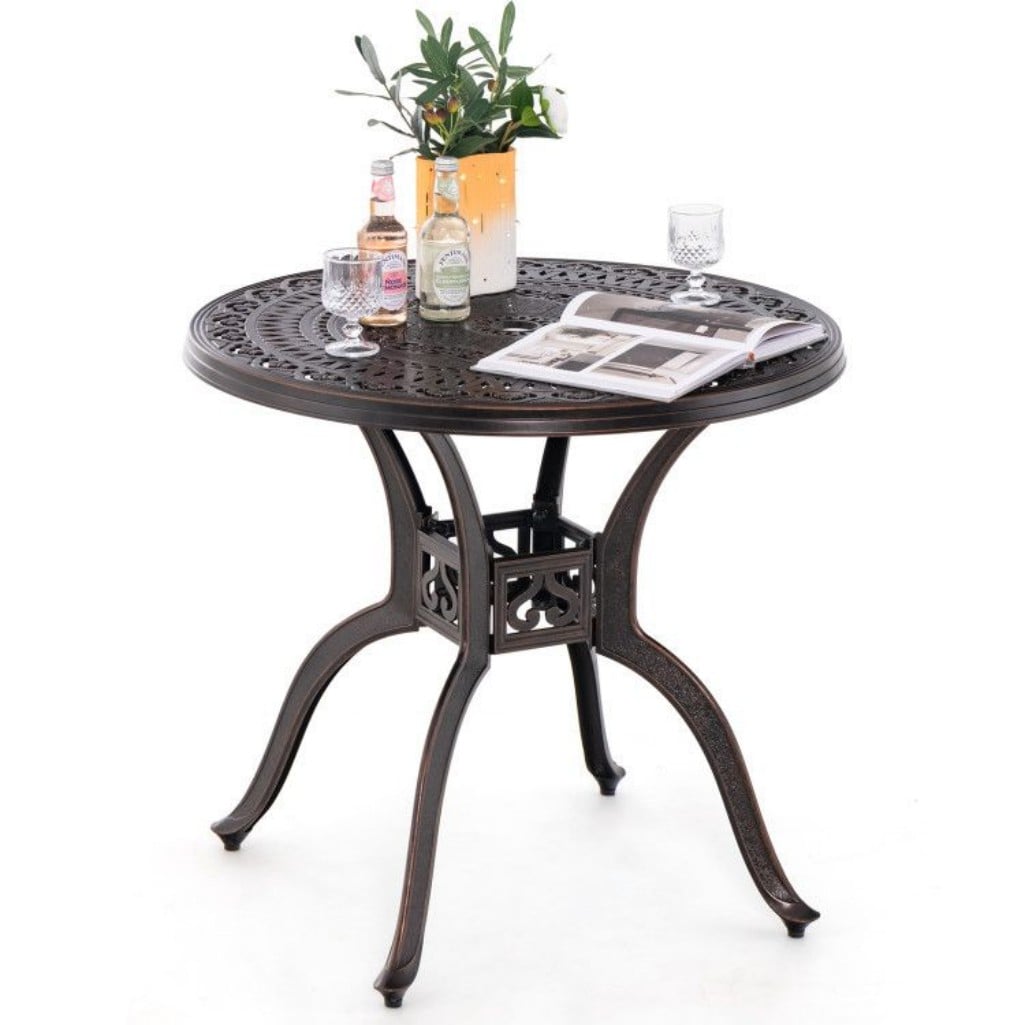 AHIOU HOME Ventura Round Outdoor Dining Table 31.5-in W x 31.5-in L with Umbrella Hole