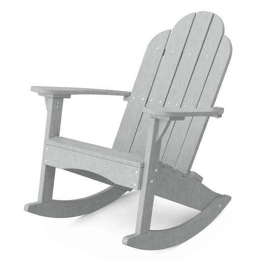 Wildridge Classic Adirondack Light Gray HDPE Frame Rocking Chair with Slat Seat