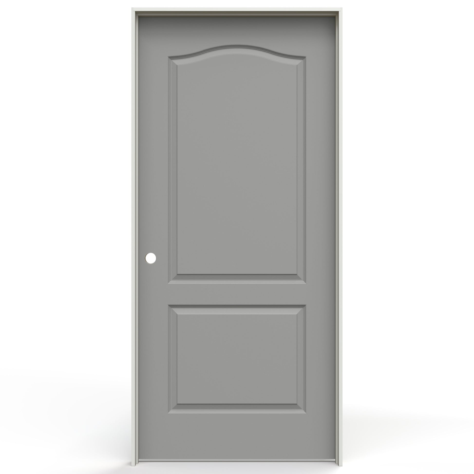 JELD-WEN 32-in x 80-in Gray Pearl Hollow core 2-panel arch top Right hand Smooth Prefinished Molded composite Flat Jamb Single Prehung Interior Door