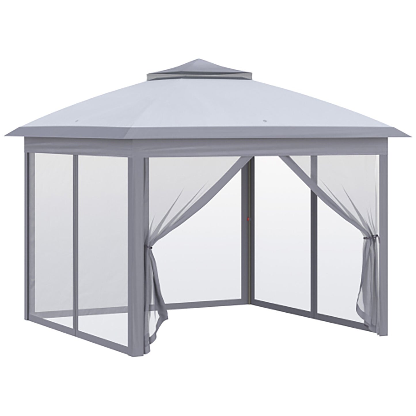 GZMR 11-ft x 11-ft 11' x 11' Pop Up Canopy Tent Grey Gazebo with Soft Top Roof (Screen Included)