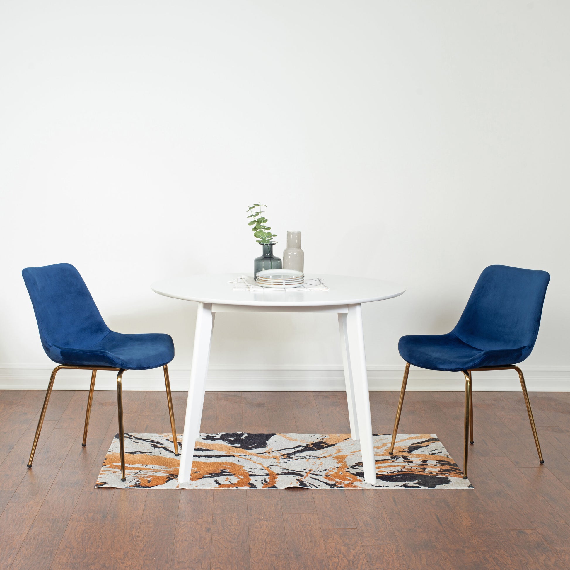 Roundhill Furniture Aufurr 3 Blue Casual Dining Room Set with Round Table ( Seats 2 )