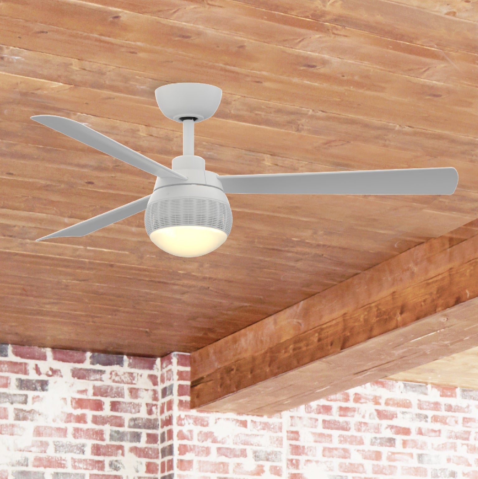 Fanimation Paget 52-in Integrated LED Outdoor White with Matte White Blades Ceiling Fan With Light - Remote Included ( 3 -Blade )