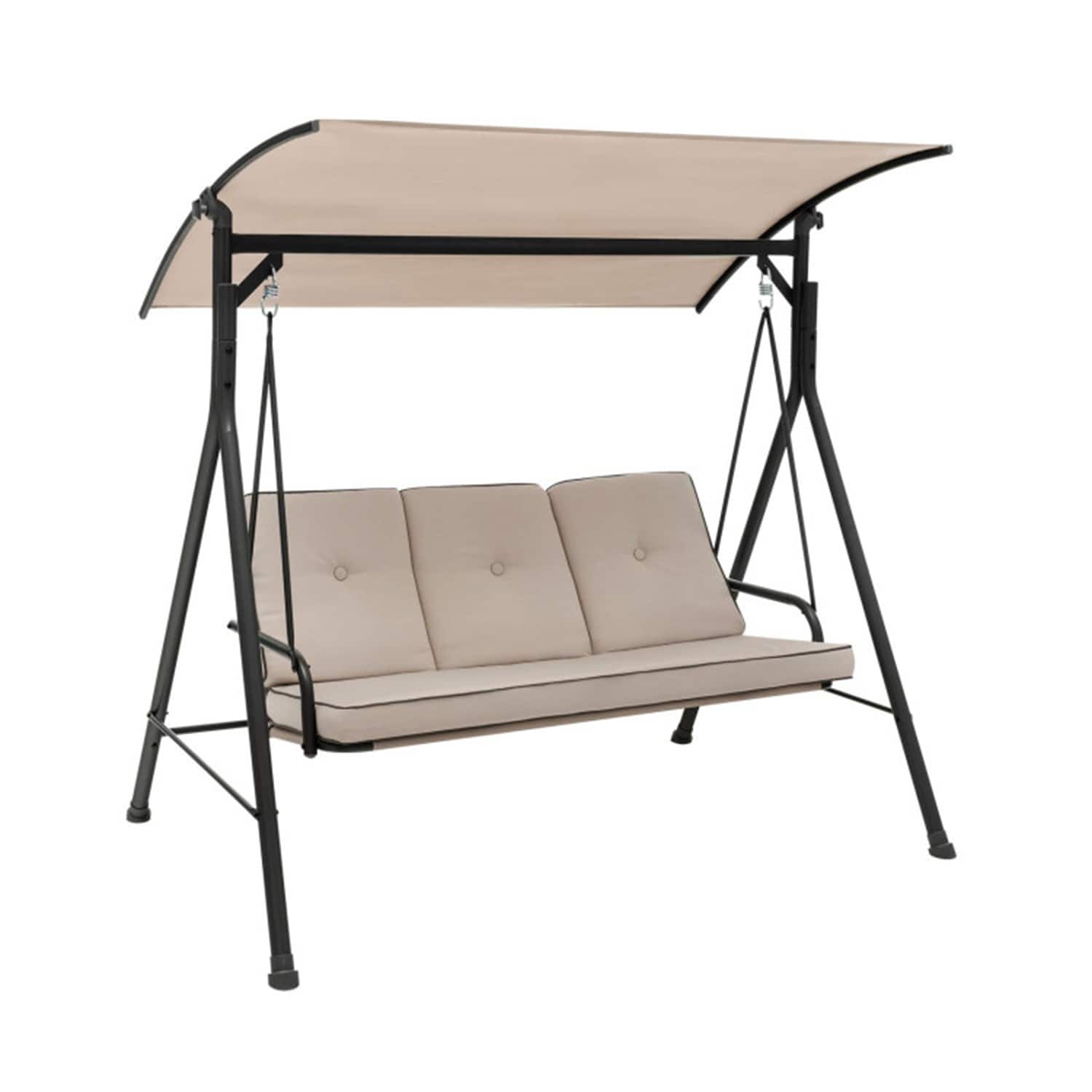 Mondawe 3 -person Black Steel Outdoor Swing