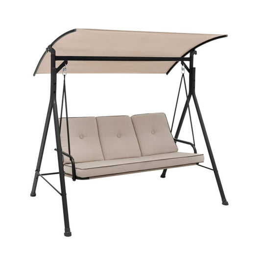 Mondawe 3 -person Black Steel Outdoor Swing