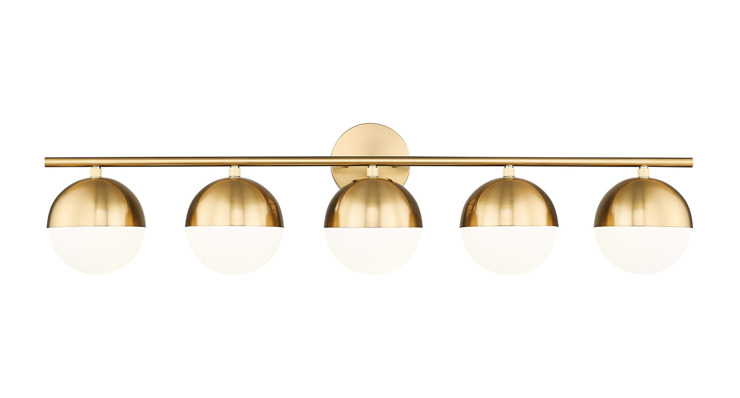 Z-Lite Realm Sphere 40-in 5 -Light Brushed Gold Transitional Vanity light
