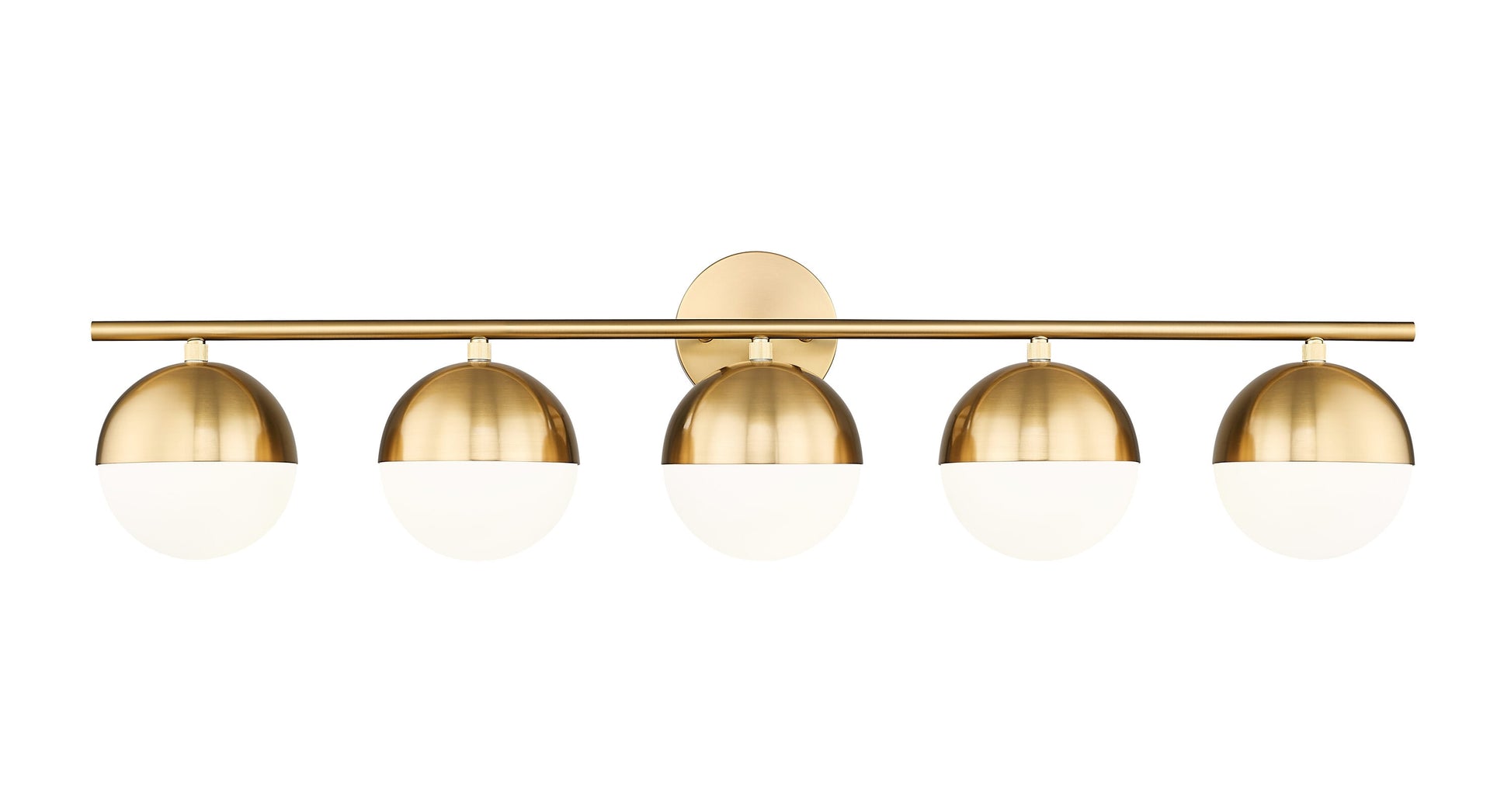 Z-Lite Realm Sphere 40-in 5 -Light Brushed Gold Transitional Vanity light