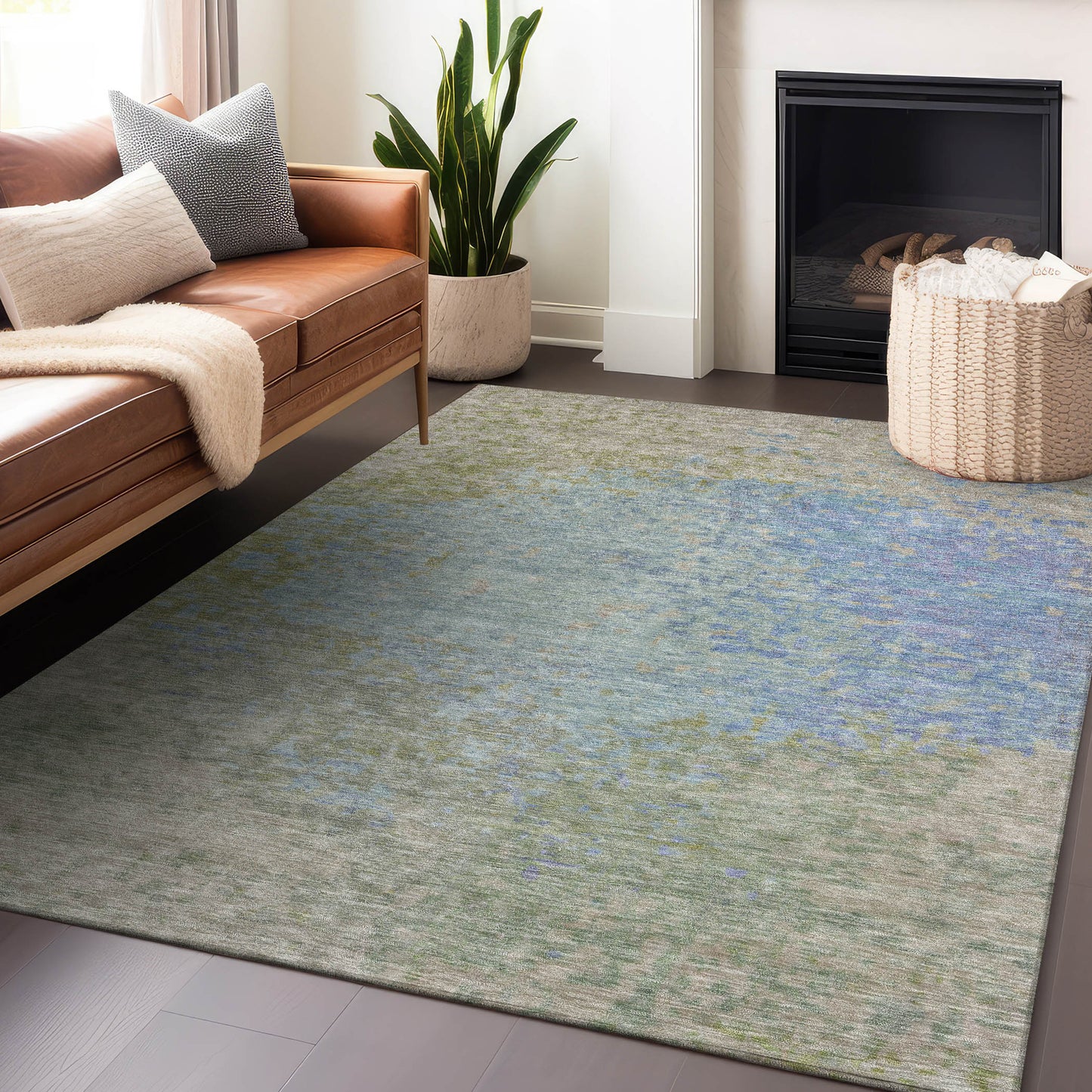 Addison Rugs Chantille ACN1737SK 8 x 10 (ft) Loomed Sky Rectangular Indoor/Outdoor Machine washable Pet Friendly Area rug