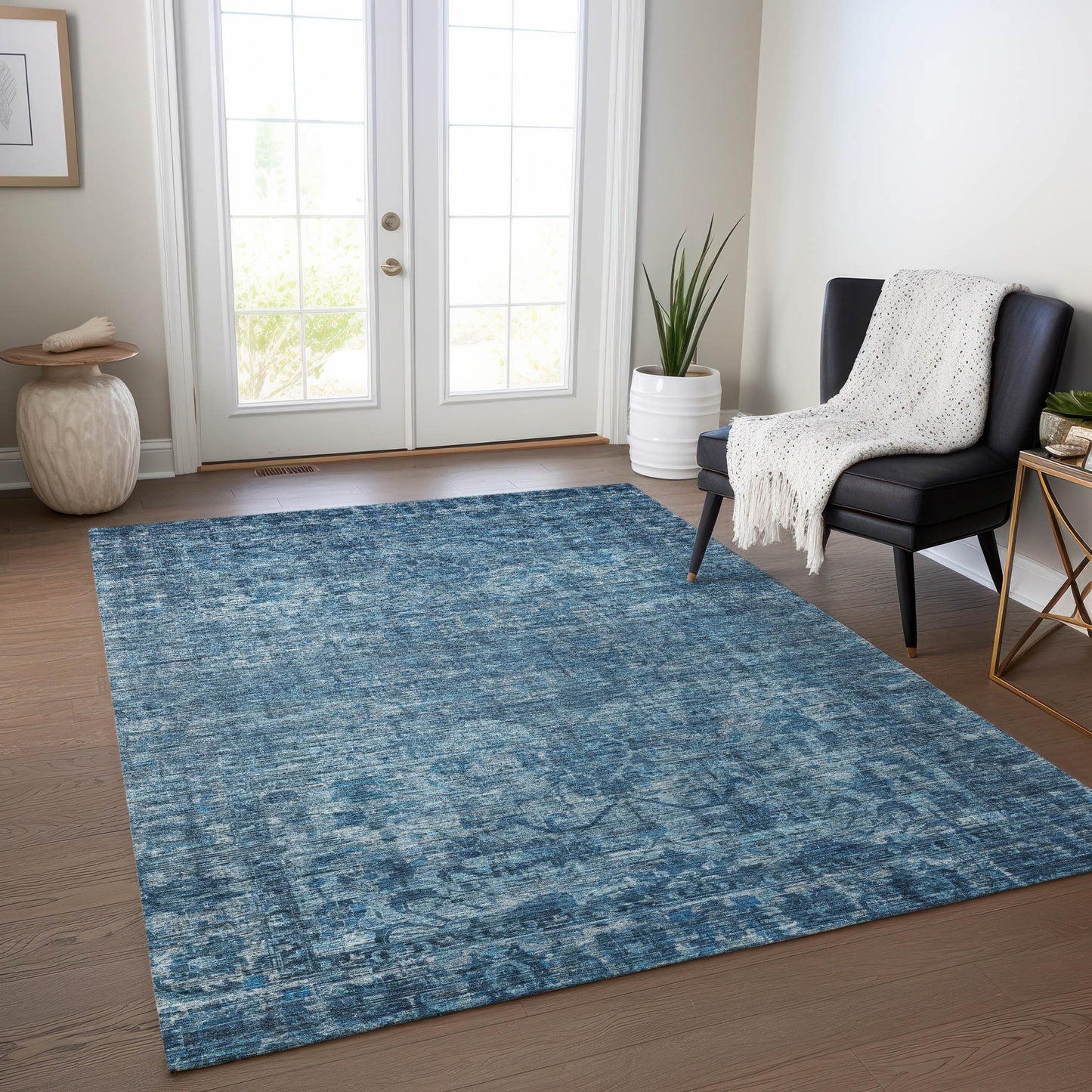 Addison Rugs Chantille ACN1744BU 8 x 10 (ft) Loomed Blue Rectangular Indoor/Outdoor Machine washable Pet Friendly Area rug