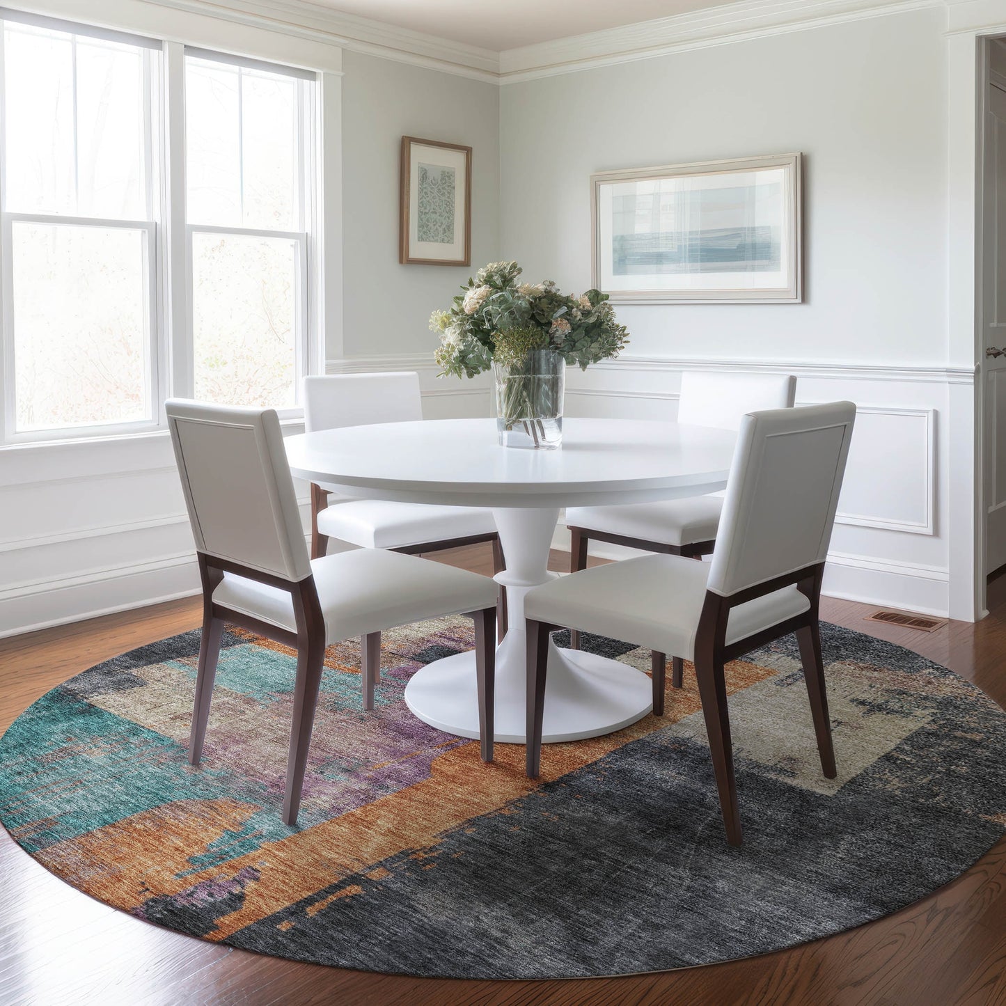 Addison Rugs Chantille ACN1779CC 8 x 8 (ft) Loomed Charcoal Round Indoor/Outdoor Machine washable Pet Friendly Area rug