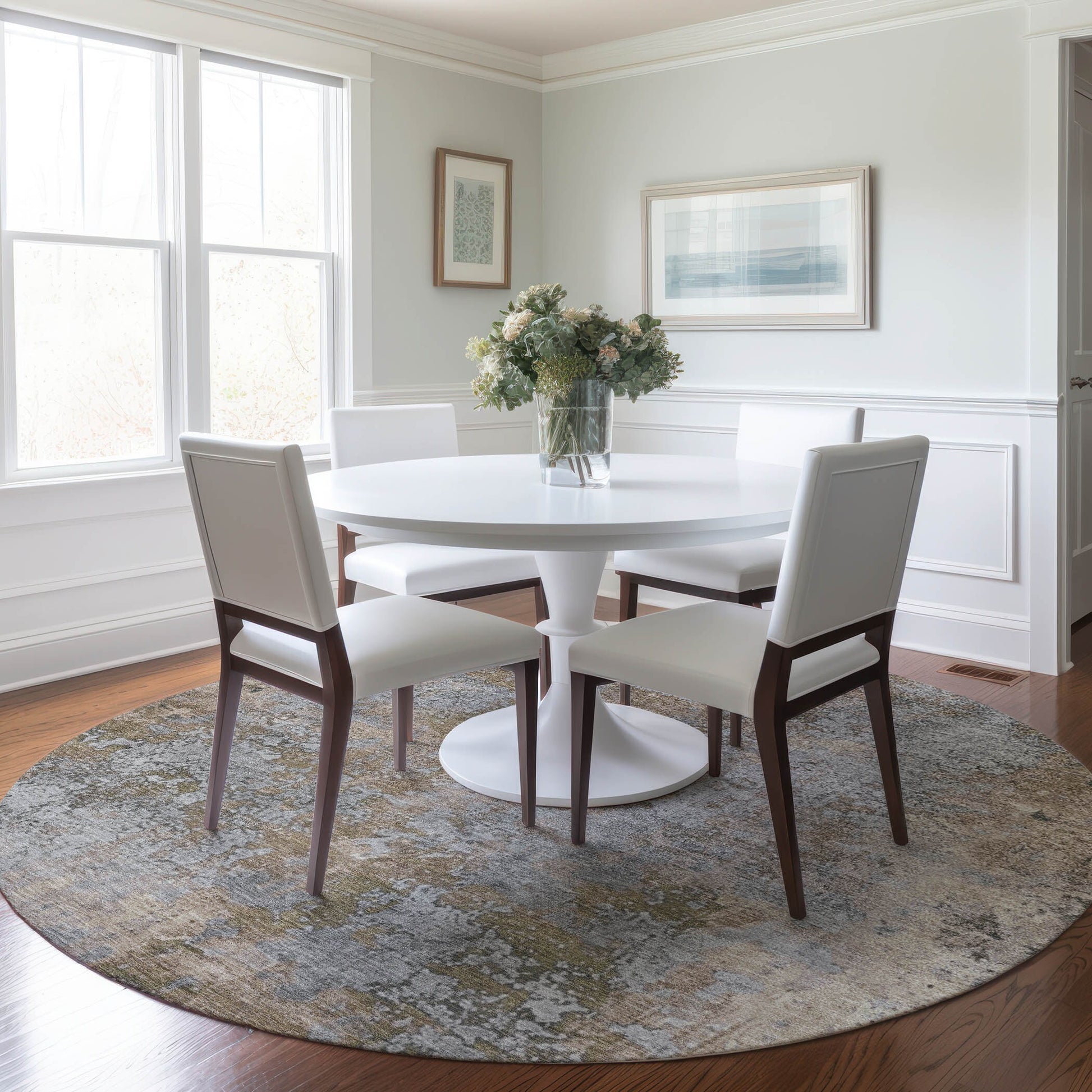 Addison Rugs Chantille ACN1789TP 8 x 8 (ft) Loomed Taupe Round Indoor/Outdoor Machine washable Pet Friendly Area rug