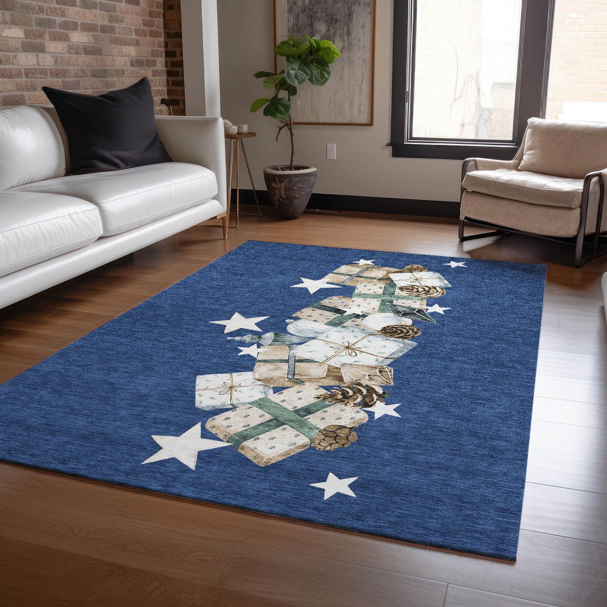 Addison Rugs Chantille ACN1825NA 9 x 12 (ft) Loomed Navy Rectangular Indoor/Outdoor Machine washable Pet Friendly Area rug