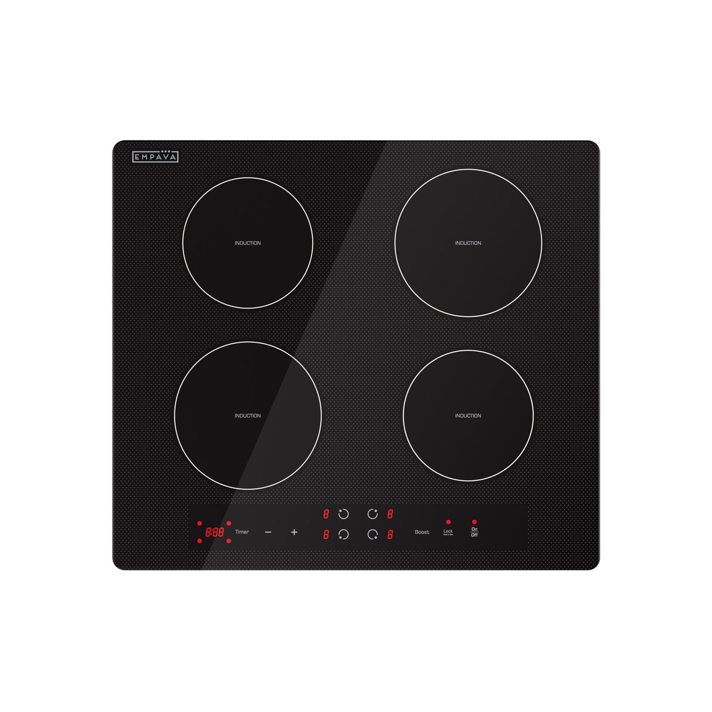 Empava 24-in 4 burners Black Induction Cooktop with Bridge Element