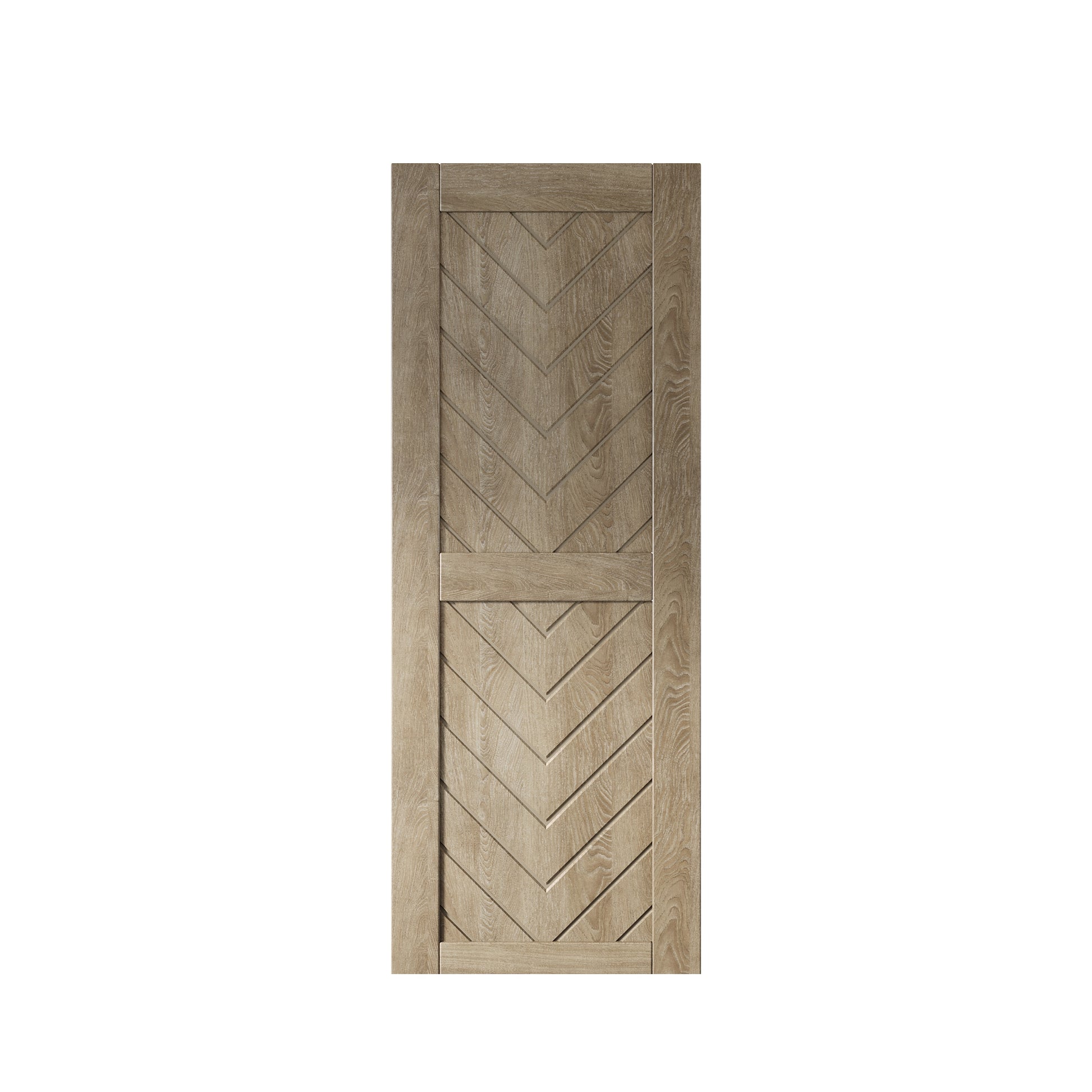 HOMACER 26-in x 80-in Classic Gray Herringbone Pine Wood Solid core Single Barn Door (Hardware Not Included)