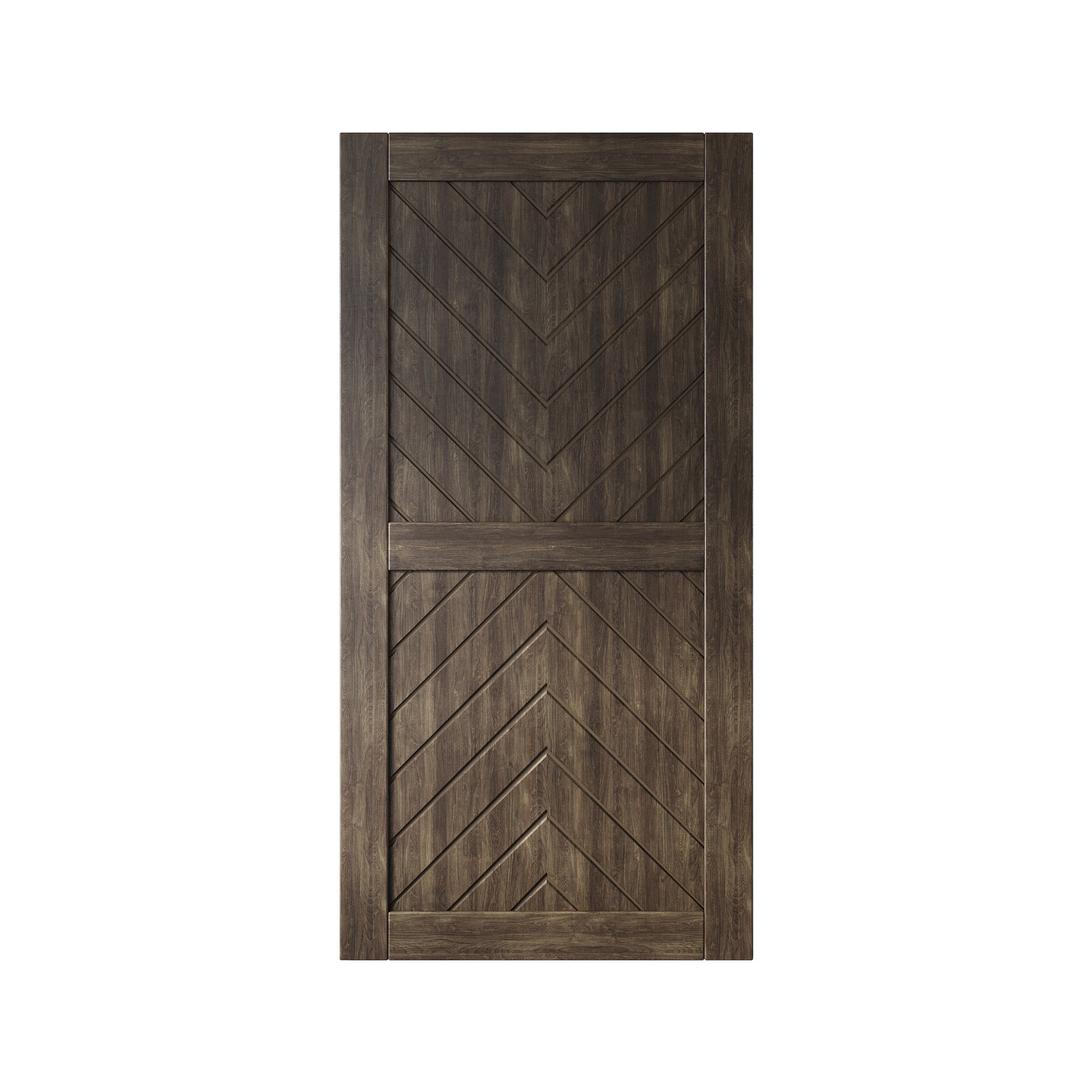 HOMACER 32-in x 80-in Ebony Herringbone Pine Wood Solid core Single Barn Door (Hardware Not Included)