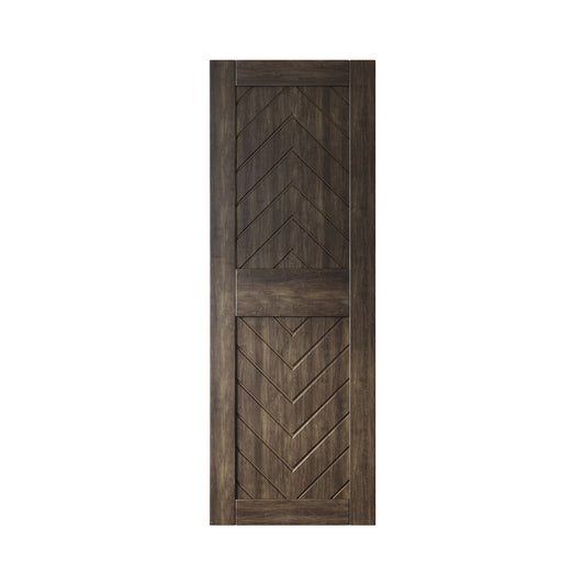 HOMACER 26-in x 84-in Ebony Herringbone Pine Wood Solid core Single Barn Door (Hardware Not Included)