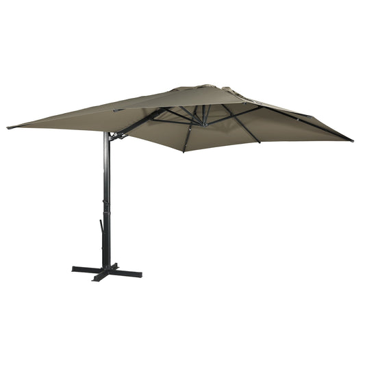 Clihome 13-ft Aluminum Brown Crank Cantilever Patio Umbrella