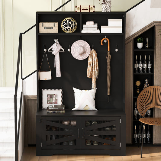 JIMSMAISON Modern 43.3-in Black Composite Hall Tree