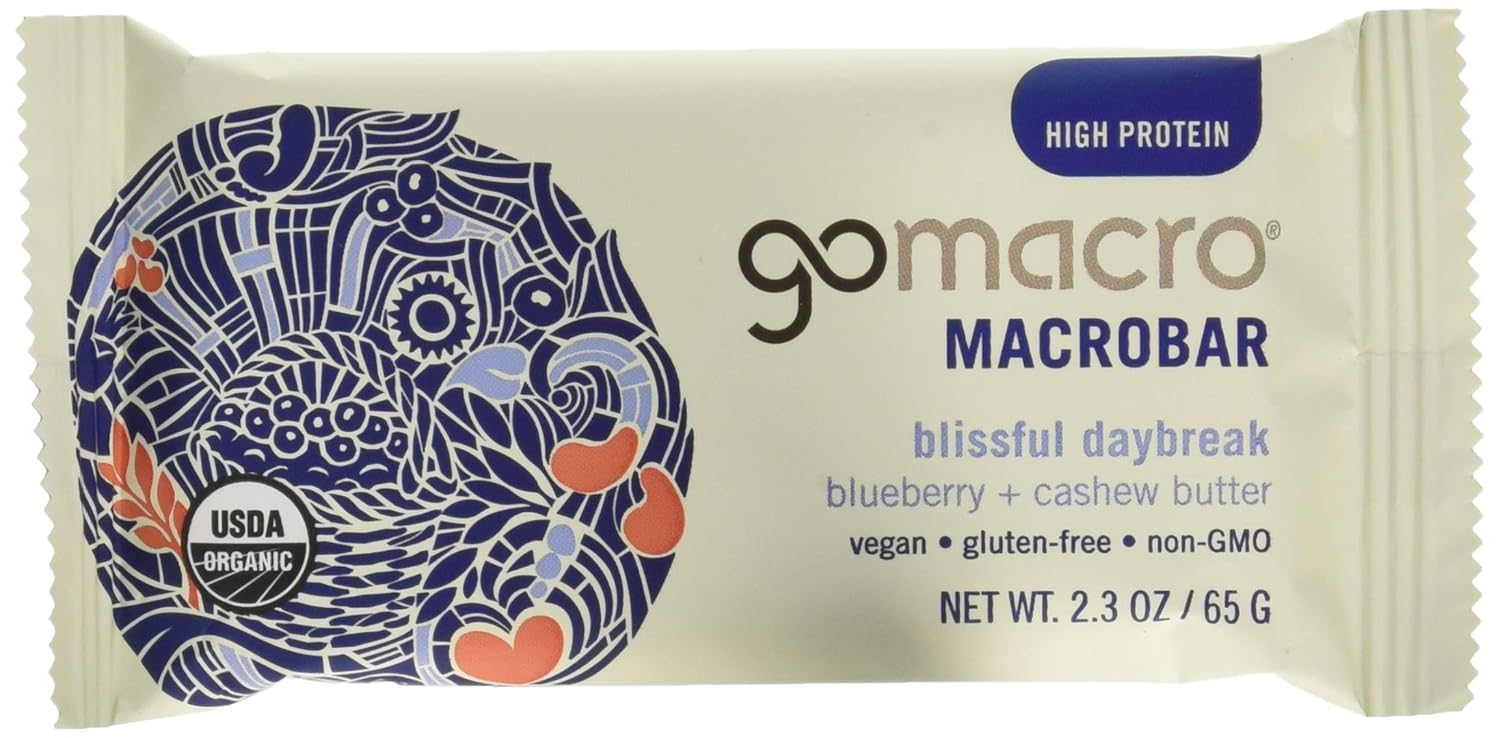 GOMACRO Organic Blueberry Cashew Butter Bar ,2.3 OZ(pack of 12)