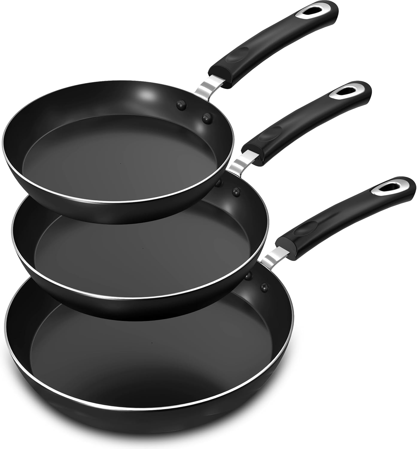 Utopia Kitchen Nonstick Cookware 3 Piece Omelette Pan Skillet Set, Nonstick Frying Pans with Induction Bottom, 8, 9.5 & 11 Inches Frying Pans with Bakelite Handles, PFOA Free, Grey