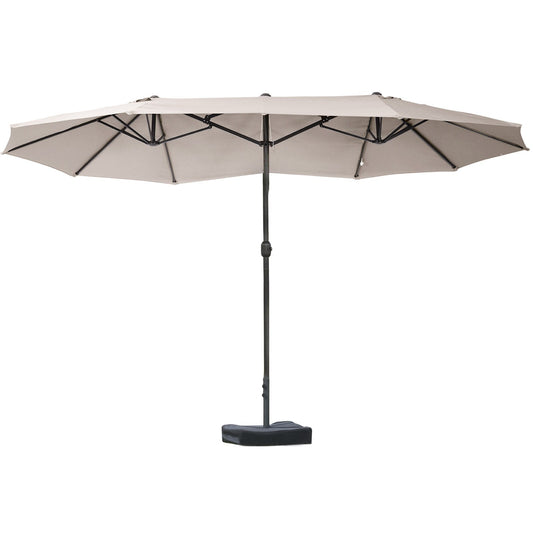 Damerin 15-ft Steel Brown Crank Market Patio Umbrella