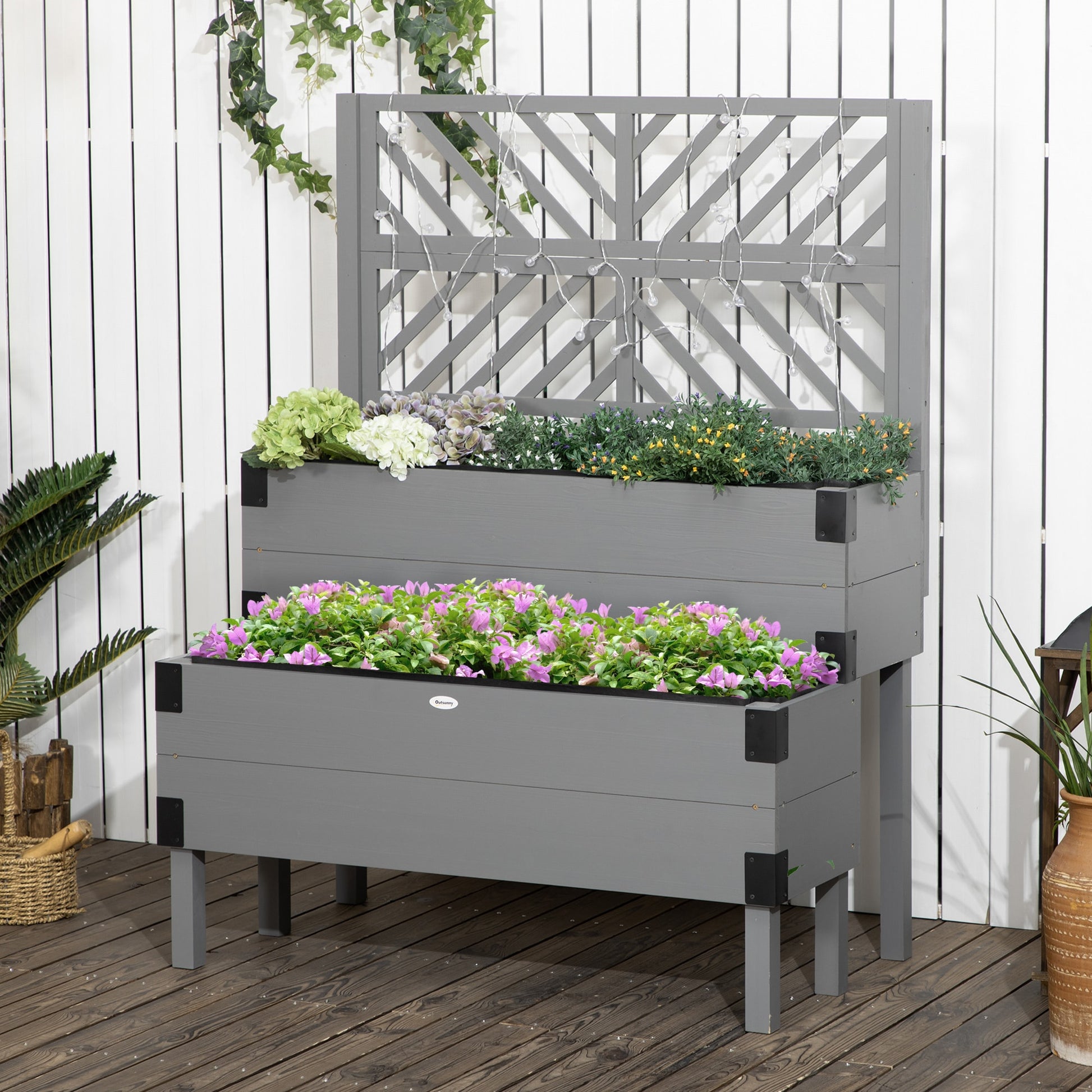 BABOOM 42.5-in W x 42.5-in L x 55-in H Gray Wood Raised Planter Box