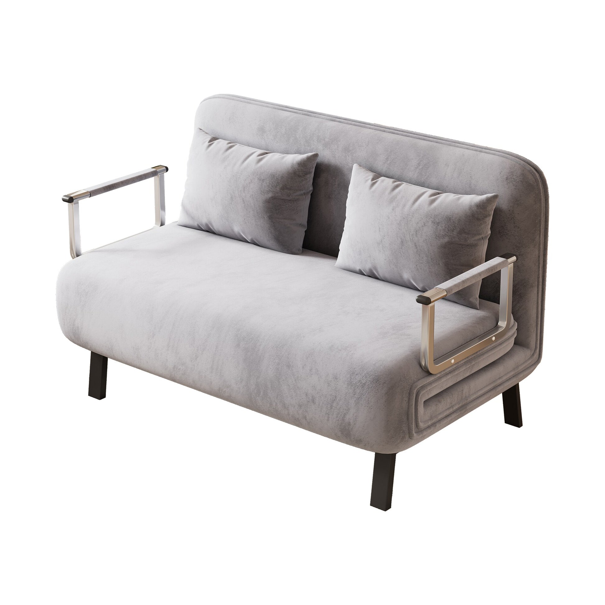 SINOFURN 39.4" Light Gray Casual Velvet Sofa bed