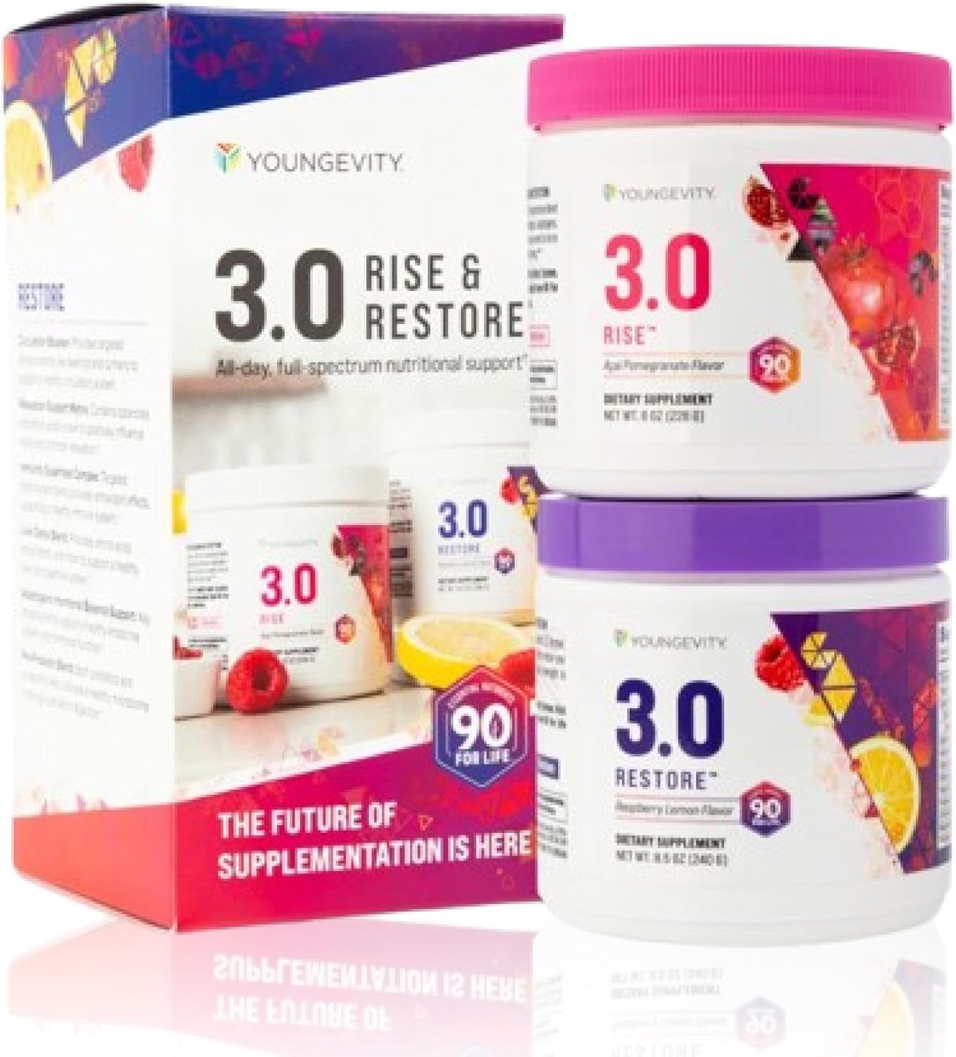 Youngevity Beyond Tangy Tangerine 3.0 Rise & Restore | Dual-System Supplement for Day & Night | Natural Energy, Cognitive Immune & Digestive Support | Acai Pomegranate & Raspberry Lemon