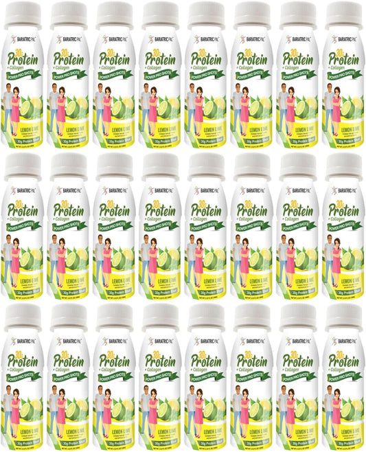 BariatricPal 30g Whey Protein & Collagen Sugar-Free Power Pro Shots - Lemon Lime (24 Bottles)