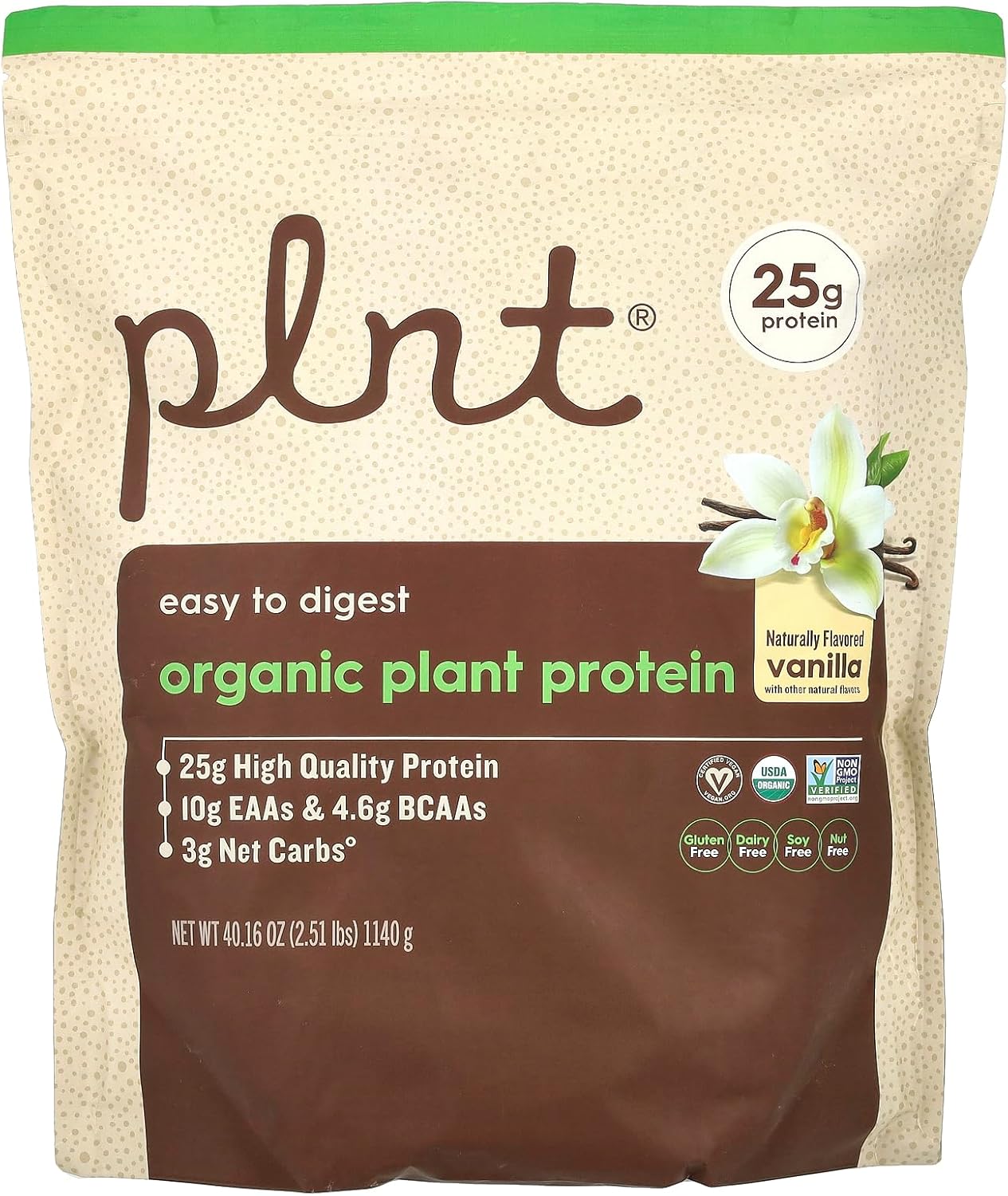 Organic Plant Protein Powder a Vanilla a 2.51 lbs./30 Servings