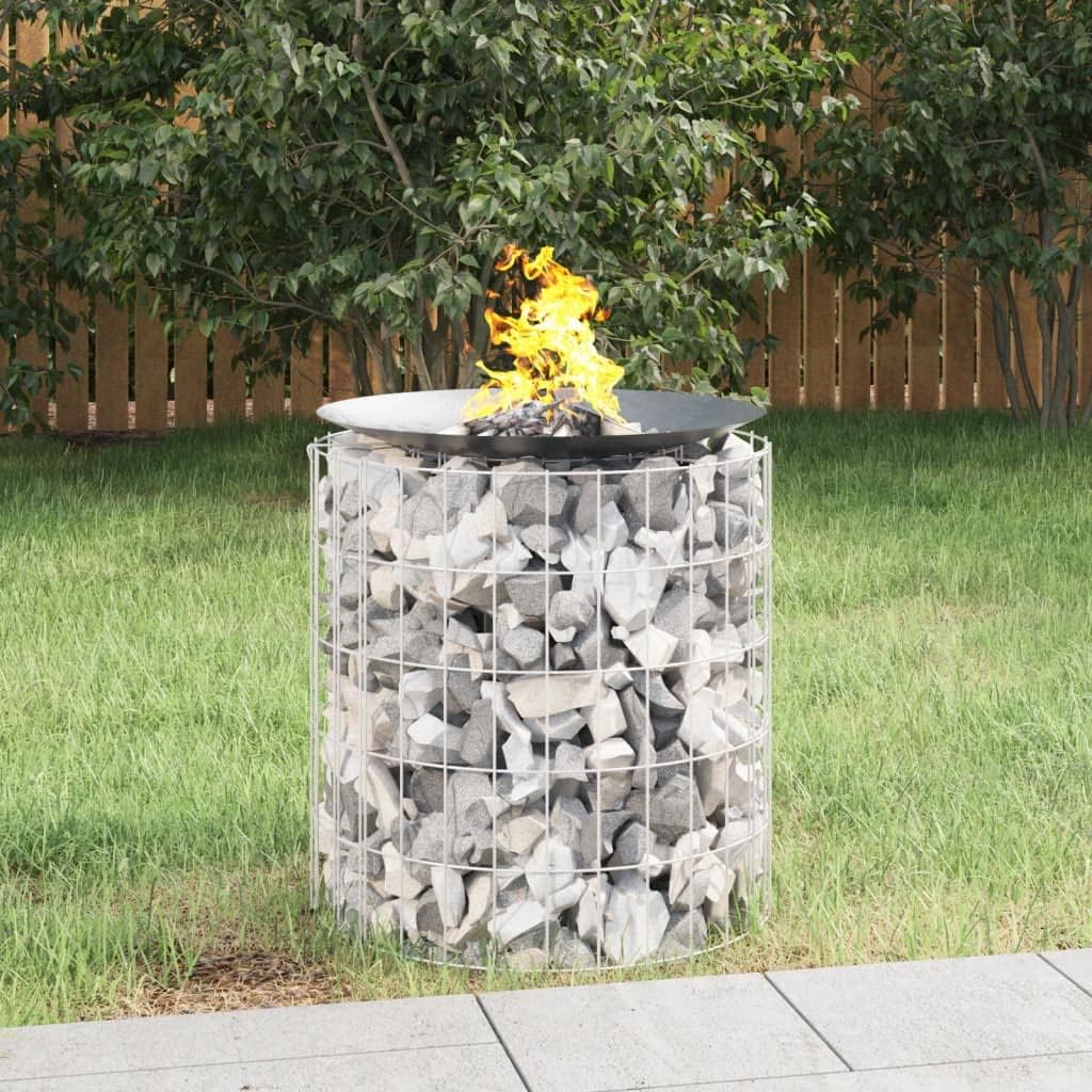 Gabion Fire Pit Ø 19.7" Galvanized Iron Outdoor Firepit, Round Gabion Cage for Patio, Garden, and Backyard Bonfire